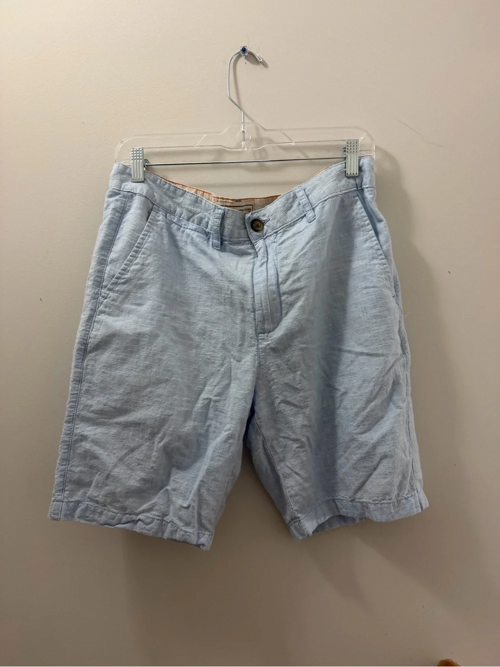 Alexander Julian Light Blue Flat-Front Linen-Blend Shorts